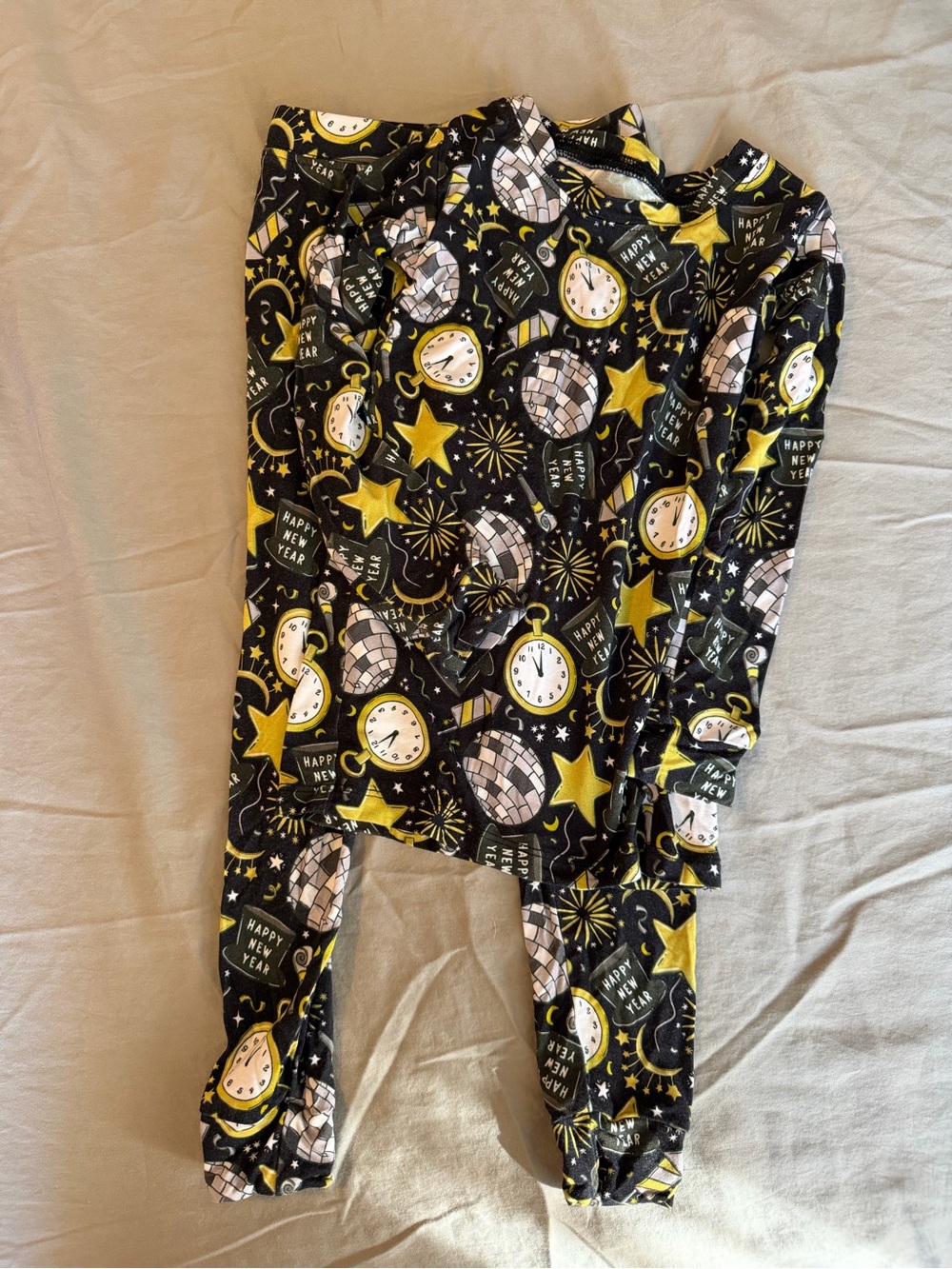 Kids New Year Black & Yellow Pajama Set